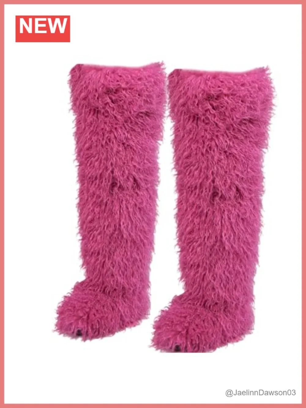 Faux Fur Over the Knee Boots for Women, Tall Thigh-High Fluffy Flat Boots